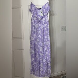 HYFVE Purple Floral Strapless Jumsuit